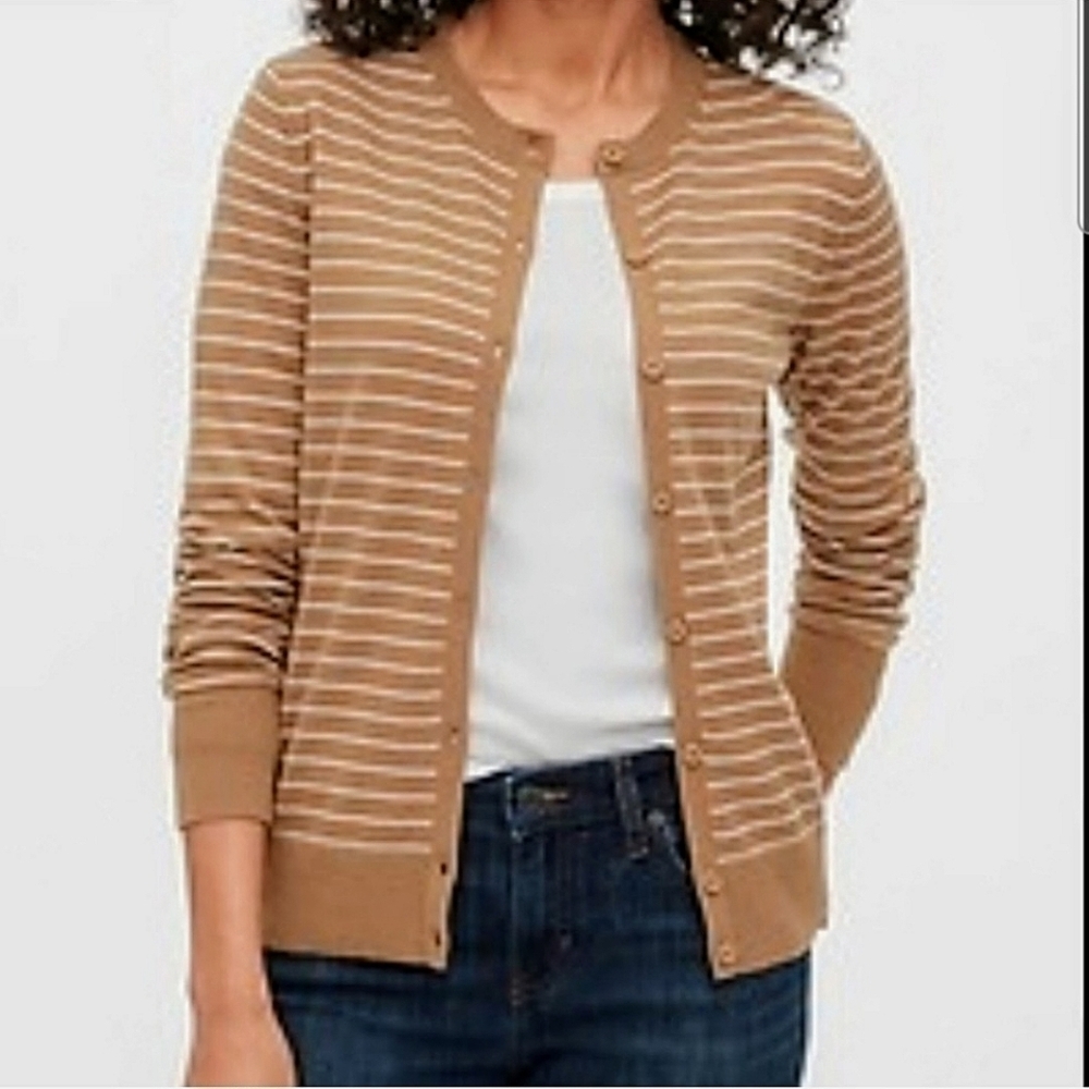 Gap Camel Stripe Cardigan Small